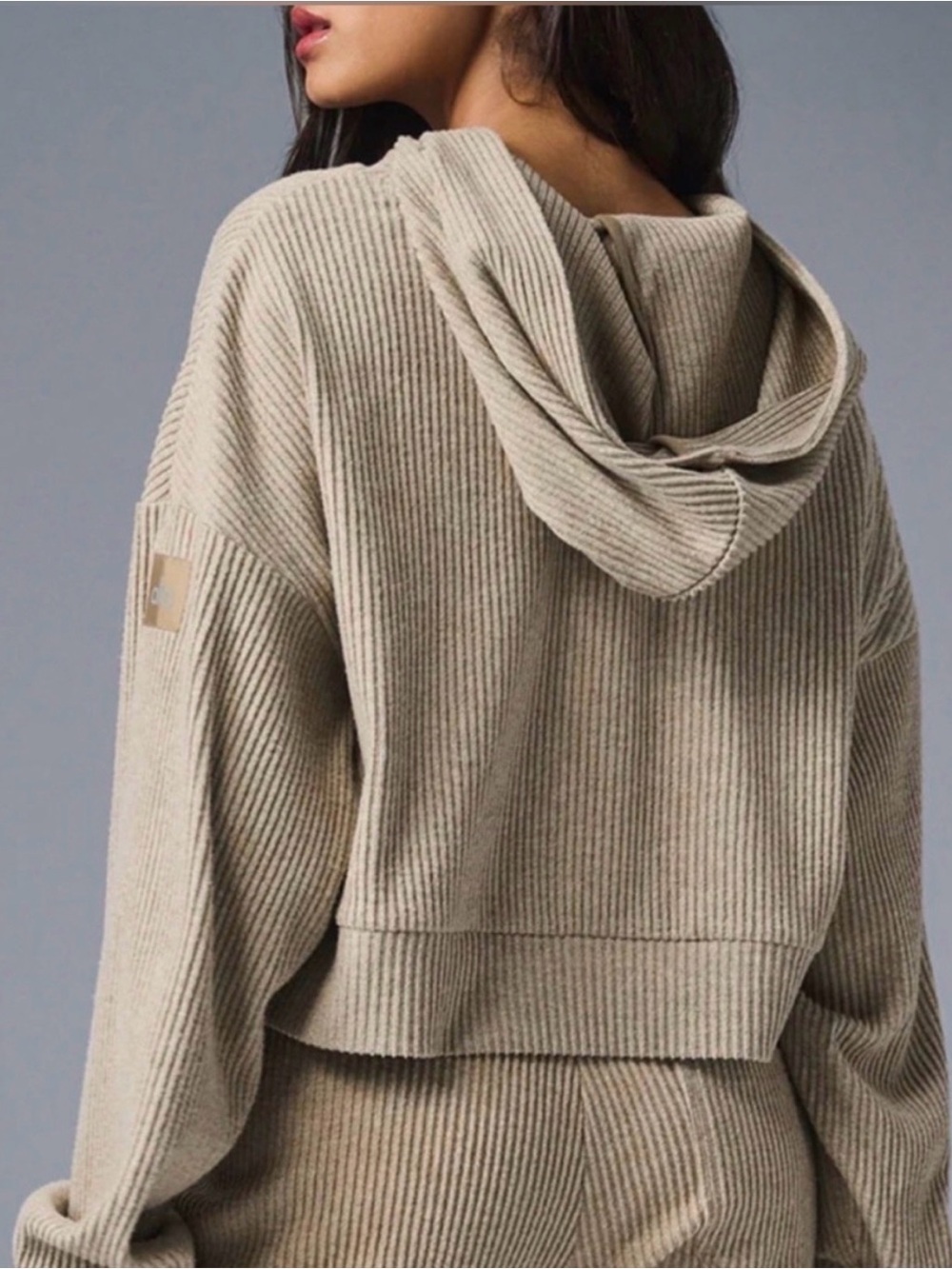 ALO Yoga Ribbed Muse Cropped Hoodie